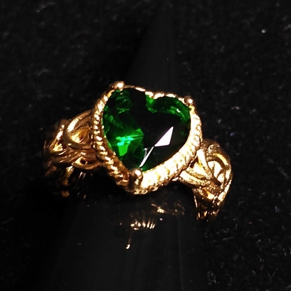 Emerald CZ Ion Yellow Gold on Stainless Steel